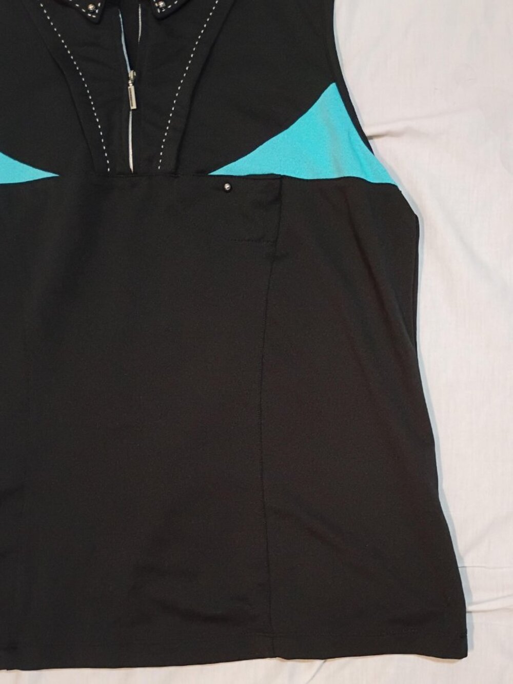 IZOD PFX/Top/Womens L/Black Blue/Golf Sleeveless Zip Front Athleisure Performanc - Picture 8 of 8